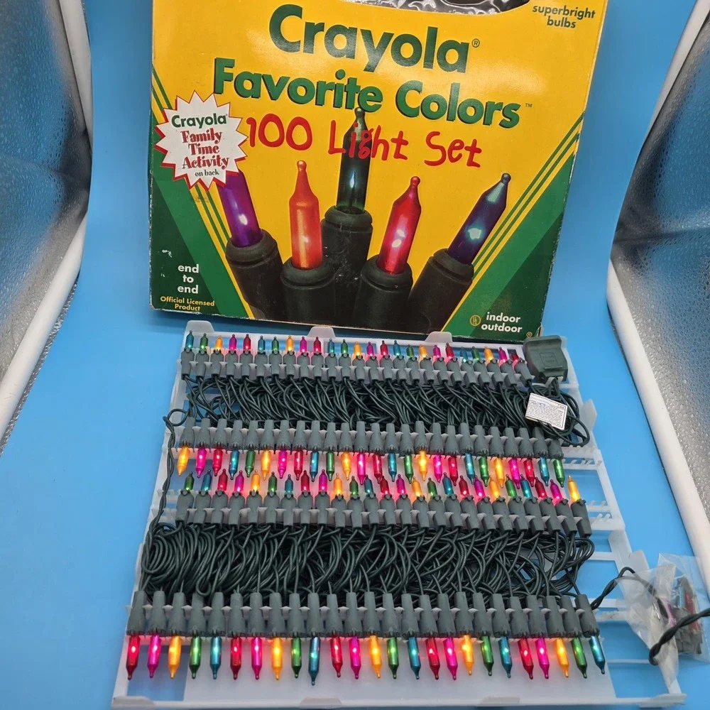Vintage Crayola Favorite Colors 100 Light Set Christmas Holiday New